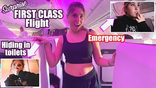 My Mum Surprised me with a FIRST CLASS Flight, Emergency on board! | Rosie McClelland