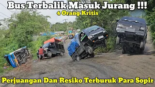 Bus Overturns Into A Ravine || The Driver's Worst Struggle and Risk Passing Batu Jomba