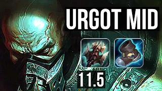 URGOT vs RUMBLE (MID) | 8/0/4, Rank 4 Urgot, 500+ games, Legendary | NA Grandmaster | v11.5