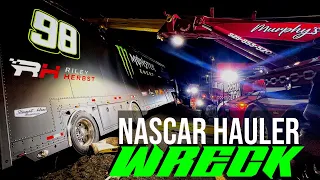 The NASCAR HAULER WRECK everyone is talking about!!! Stewart-Haas Racing Xfinity hauler recovery!