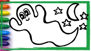 Friendly Halloween Ghost Drawing and Coloring Pages Learn Colors for Kids | Whoopee Playhouse