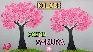 Trik Mudah membuat Kolase Pohon Sakura || how to make cherry blossom collage