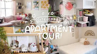 CUTE + COZY APARTMENT TOUR 🍒🏠💐✨*490 SQ FT *small *realistic *2021