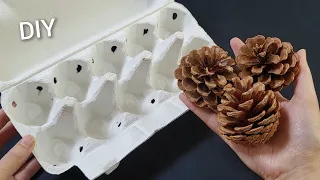 SUPERB ! Look what I Made with Egg carton and pine cone. Genius DIY recycle idea - Tips & hacks