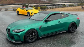 POV Drifting my 2024 BMW M4 Competition xDrive and a Audi TTRS at AMP’s Skid Pad!