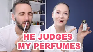 My HUSBAND Rates My Favourite Perfumes | Creed, MFK, Mugler, Atelier Materi