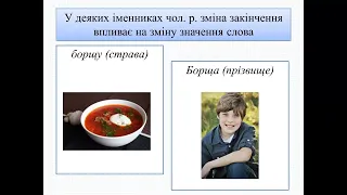 Особливості відмінювання іменників чоловічого роду в родовому відмінку.