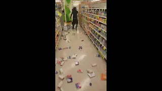 RAW VIDEO: Woman destroys aisles at Moses Lake store