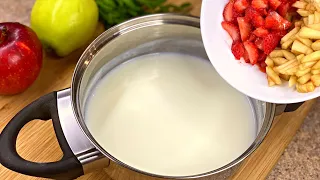 Put fruit into boiling milk. I don't buy at the store anymore.