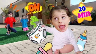 Mimi e Julinha fingem ser pais com BEBÊ DE VERDADE outras histórias com BEBÊS pretend to play baby