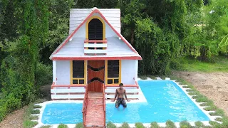 Build A Beautiful House ,Bed And Sofa ,Swimming Pool In Front Of The House Is Naturally Beautiful