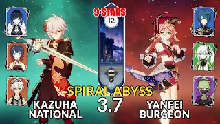 New 3.7 Spiral Abyss│Kazuha National & Yanfei Burgeon |Floor 12 - 9 Stars| Genshin Impact