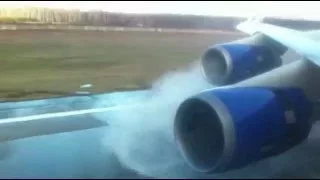 ✈ Посадка самолета при сильном боковом ветре, Landing  in a storm Moscow а/п Домодедово, Boeing 747,