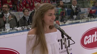 Hockey match Czech Rep. vs. Sweden 2019: national anthems sung by Tereza Kropíková