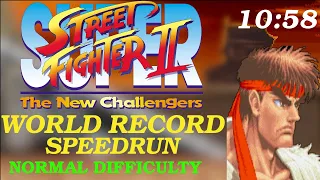 RYU Speedrun NEW World Record Normal Difficulty 10:58 - Super Street Fighter II The New Challengers