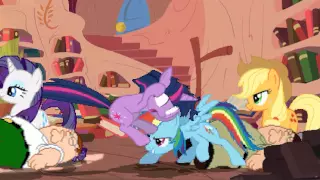 AN Mugen Request #96: Rainbow Dash, Twilight Sparkle, Rarity & Applejack VS Peter Griffin x4