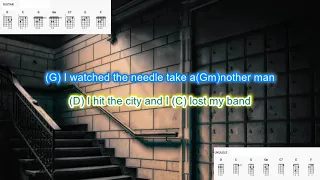 Needle and the Damage Done by Neil Young play along with scrolling guitar chords and lyrics