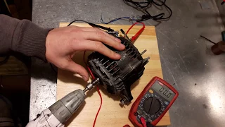 Generator for a wind farm with neodymium magnets alternator Test. 0.4mm wire Free energy