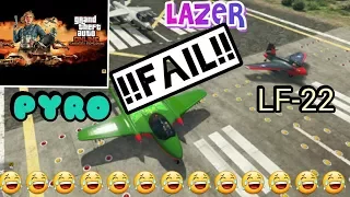 GTA 5 online - NEW DLC JET PYRO vs LF-22 vs LAZER !! FAIL !! WHEN I MAKE A REVIEW LOLLL