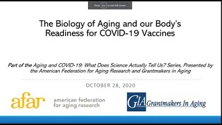 The Biology of Aging and our Body's Readiness for COVID 19 Vaccines