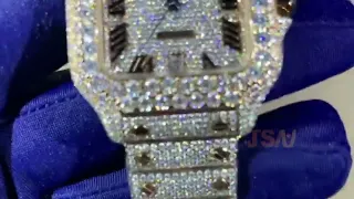 Moissanites Studded Iced Out Watch,Diamonds Watch,Stainless steel, Movement,Moissanite Hip hop Watch