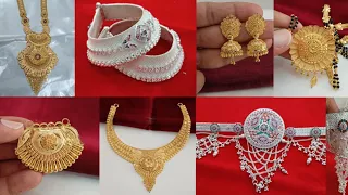 new gold & silver wedding jewellery designs 2024 with weight & price || latest gold jewellery design