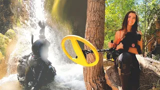 Metal Detecting under a Waterfall (Awesome finds/ Restoration)