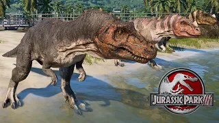 3 Ceratosaurus & 2 Spinosaurus Breakout & Fight! Jurassic World Evolution (4K 60FPS)