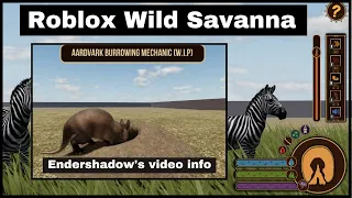 Roblox Wild Savanna - Aardvark burrowing mechanic showcase by Endershadow + Trello 1.0 Update