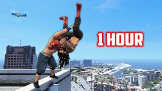 1 HOUR of GTA 5 WRESTLING LIKE IN WWE  (RKO, Spear, Claymore Kick and more!)