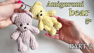 How to crochet amigurumi Bear / Part 2 / Bear keychain / Video Tutorial