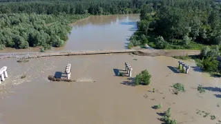 Маршинці, паводок, підтоплений міст.15.06.2020.4K.