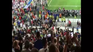 Raw: Russian, England Fans Square Off