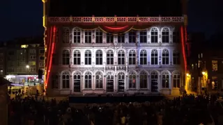 Tafelrond Opening Video Mapping: general rehearsal: act 5: academics