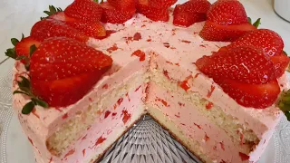 Cake STRAWBERRY! AMAZING Quick and Delicious cake WITHOUT OVEN