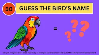 How smart are you! Test Your Bird Knowledge! Guess the birds (Part 1) | 50 Quizzes