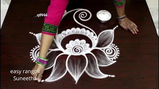 Beautiful swan kolam  || creative designs by Suneetha || easy rangoli muggulu  || new patterns