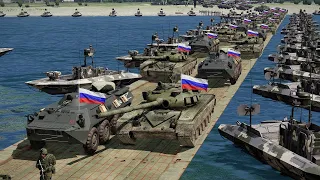 TODAY! Huge Armored Russian Convoy Ambushed on a Pontoon Bridge