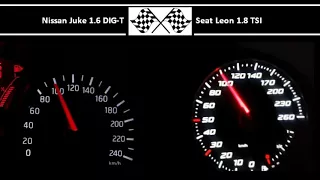 Nissan Juke 1.6 DIG-T VS. Seat Leon 1.8 TSI - Acceleration 0-100km/h