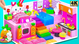 (IDEAS) Make Pink Bunny Bedroom with Indoor Natural Pool from Cardboard ❤️ DIY Miniature House