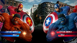 Hulk Captain America (Red) vs. Hulk Captain America (Blue) Fight | Marvel vs Capcom Infinite