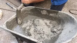 How to mix and make concrete pavers from a mold.