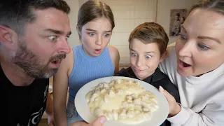 New Zealand Family Try Biscuits and Gravy For The First Time! (YOU EAT THIS FOR BREAKFAST?!)