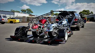 Ramp-less double motorbike trailer