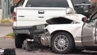 Laundromat owner crashes her car after chasing thieves