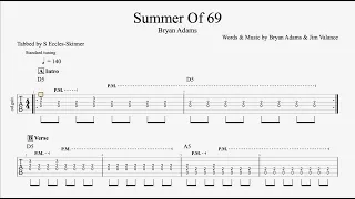 Summer Of 69 - (Simplified) Guitar Tab - Playthrough & Backing Track