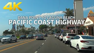 Driving Pacific Coast Highway from Dana Point to Laguna Beach, California, USA, 4K UHD