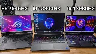 Which is faster? Ryzen 9 7945HX vs i9 13980HX vs i9 13900HX