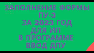 Заполнение и подача ПУ-3 для ИП в программе ВВОД ДПУ