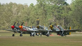 3 P-51 Mustangs and a P-40 Warhawk Departing - Video by @AwesomeAndUnusualAircraft (FB and IG)